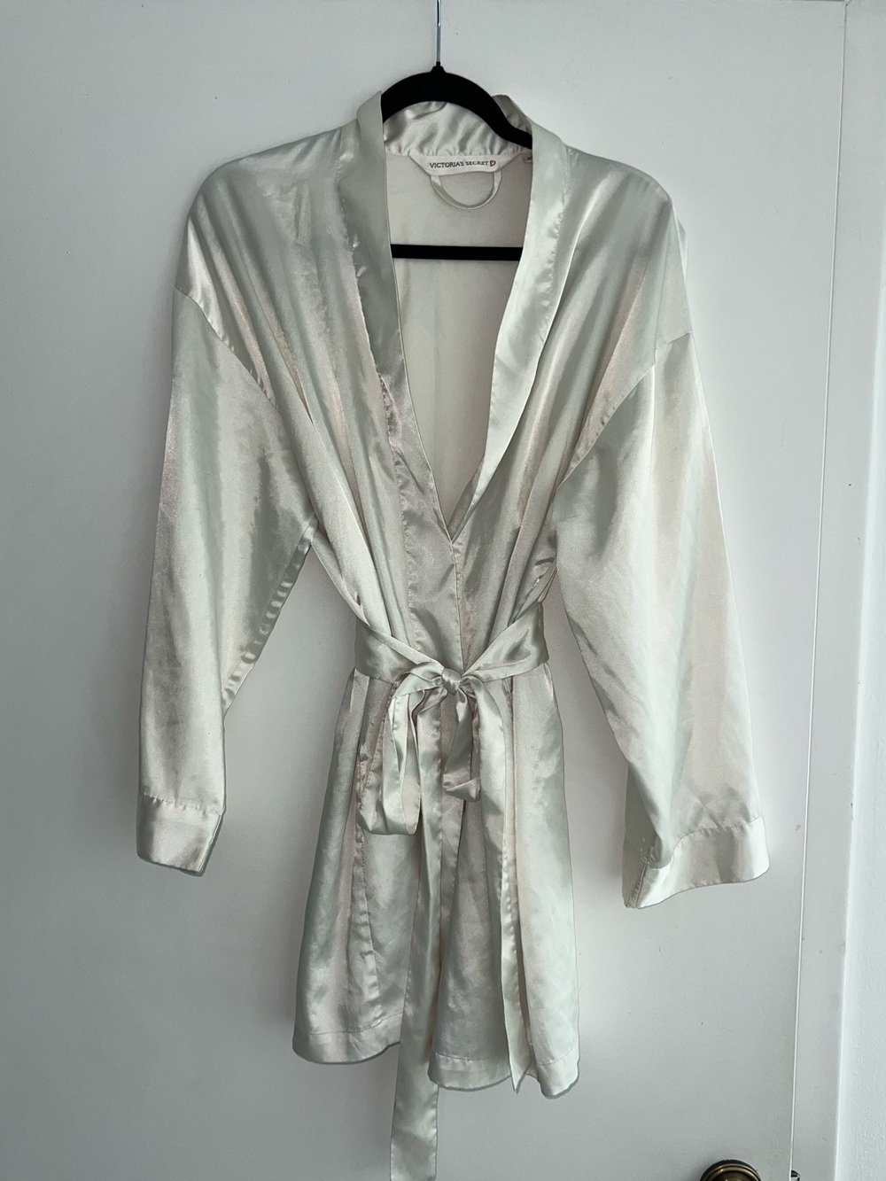 Victoria's Secret Vintage Satin Wrap Robe in Ivory